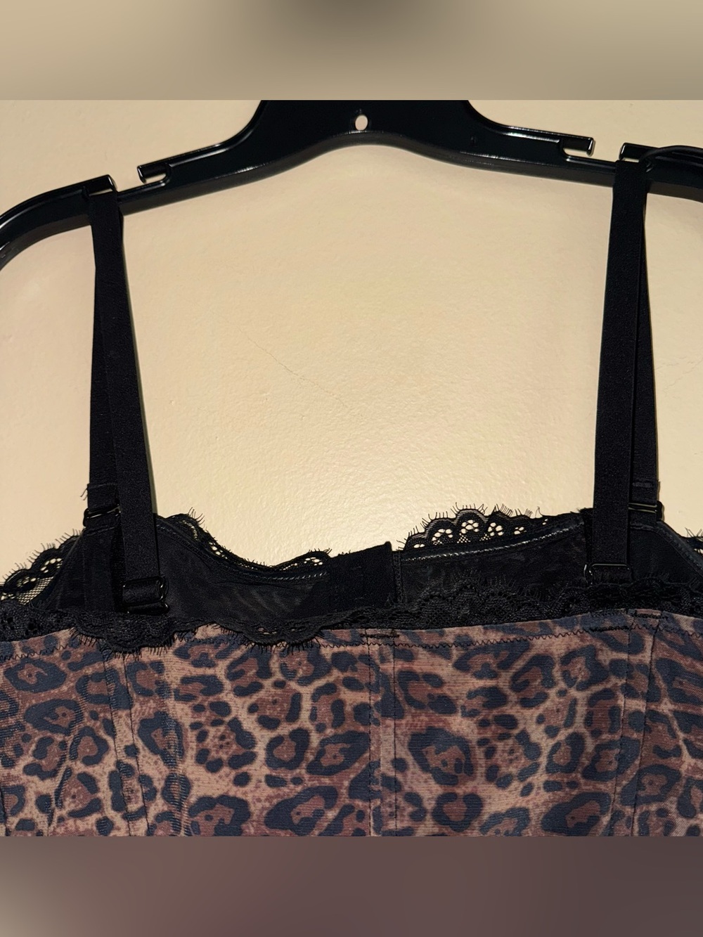 Popilush Brown Leopard Lace Detachable Strap Corset Bustier Tank Size L NWOT! - Picture 9 of 11
